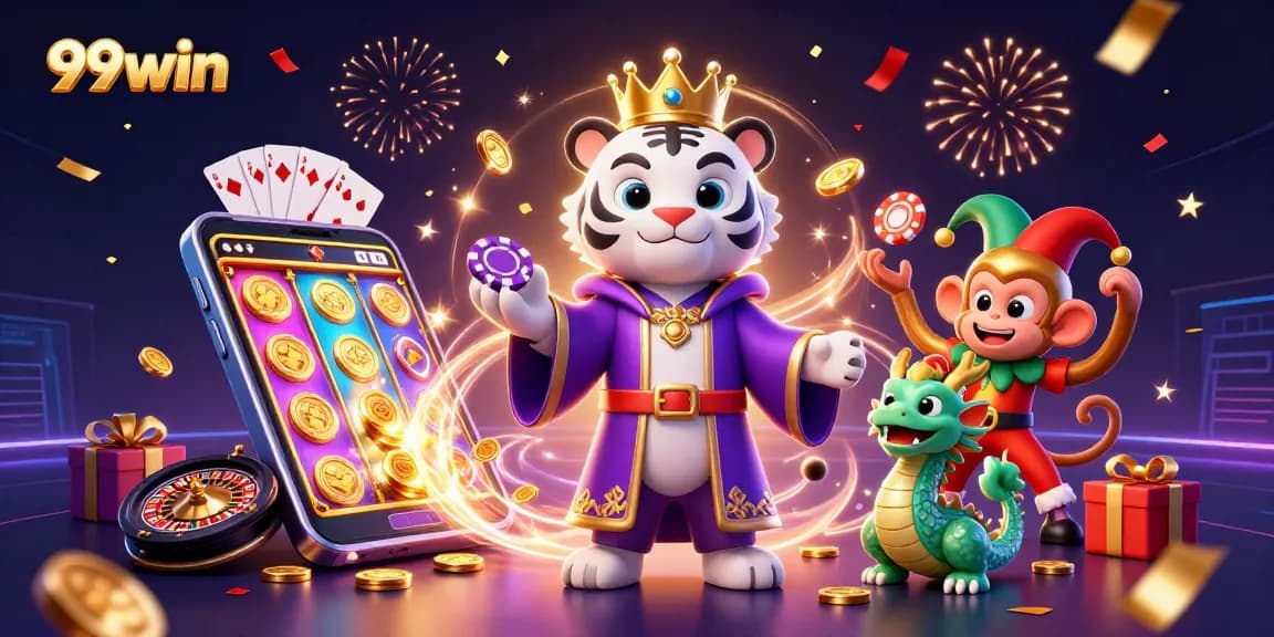 Engage in the vibrant world of 99win with colorful slot games, playful characters, and festive energy.