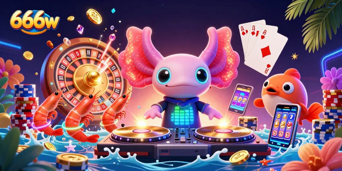 Engage with the vibrant 666w casino scene featuring lively characters and thrilling game elements, delivering an exciting visual experience.