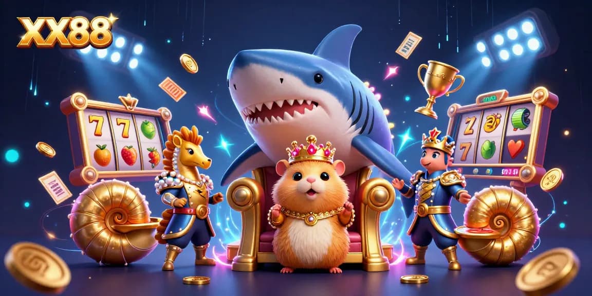 Engage with thrilling slots at XX88 featuring a fearless hamster king and vibrant casino elements.