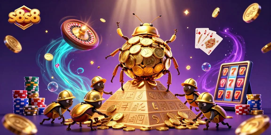 Experience the thrill of s8s8 with golden coins cascading in a vibrant casino scene.