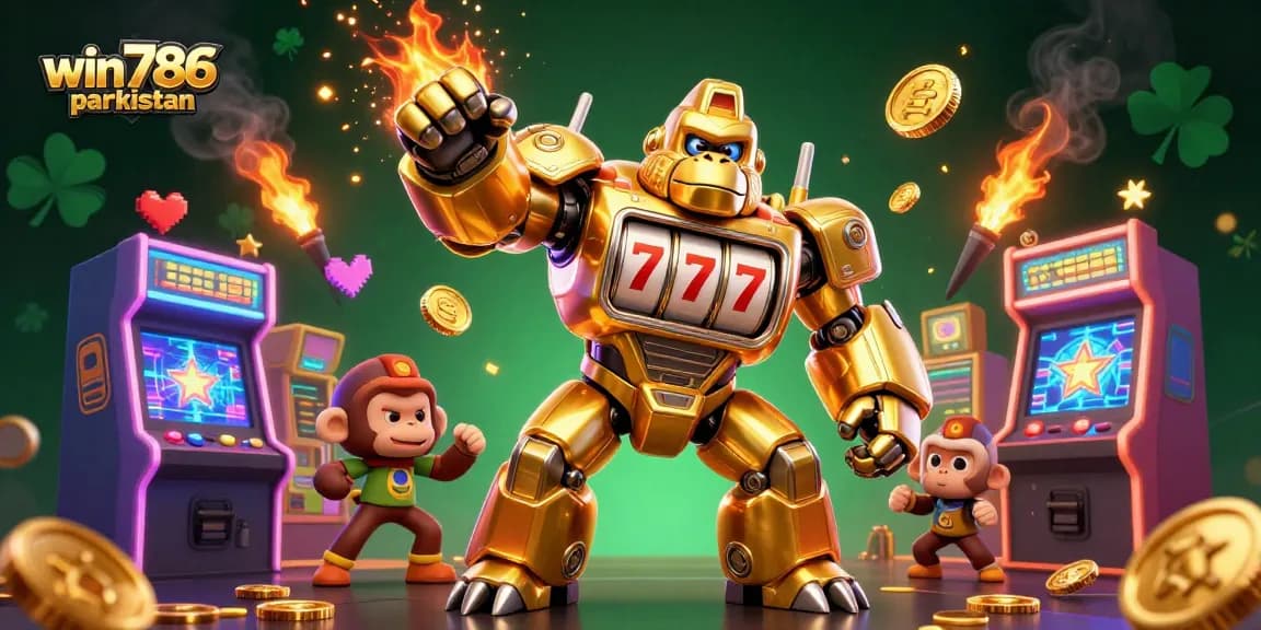 Experience thrilling wins at win786parkistan with a vibrant 3D casino illustration showcasing exciting gaming elements.