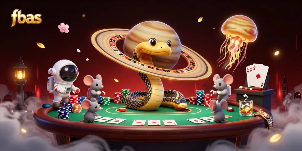 fbas players engage in thrilling cosmic roulette with a lively Saturn ring snake dealer.