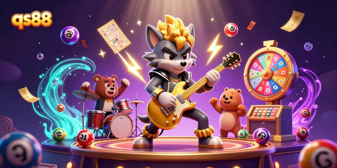 Immerse in the qs88 vibrant casino illustration featuring animated characters and dynamic game elements.