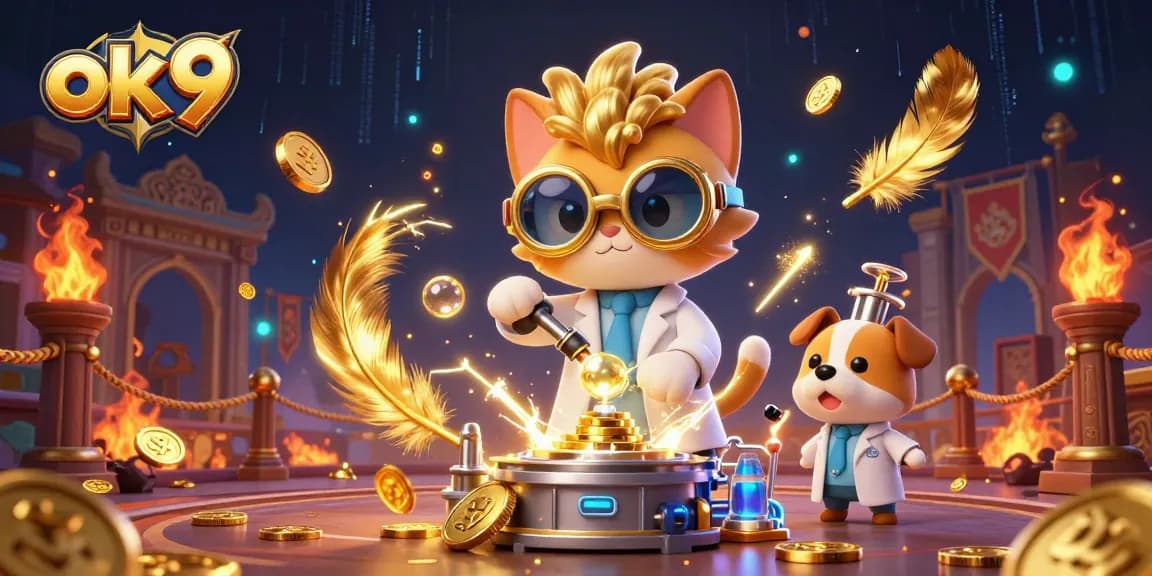 Engage with the thrilling world of ok 9 while the mad scientist cat creates a gold-coin-replicating machine.