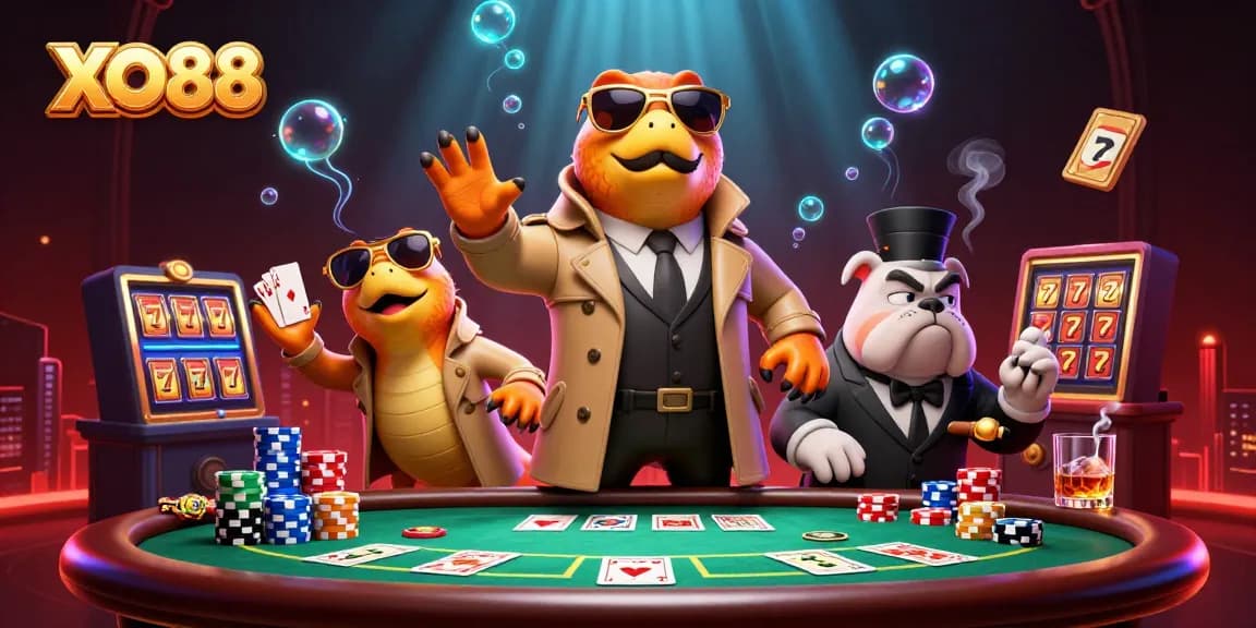 Engage with XO88 and enter the VIP casino experience with cartoon raptors in a trench coat.