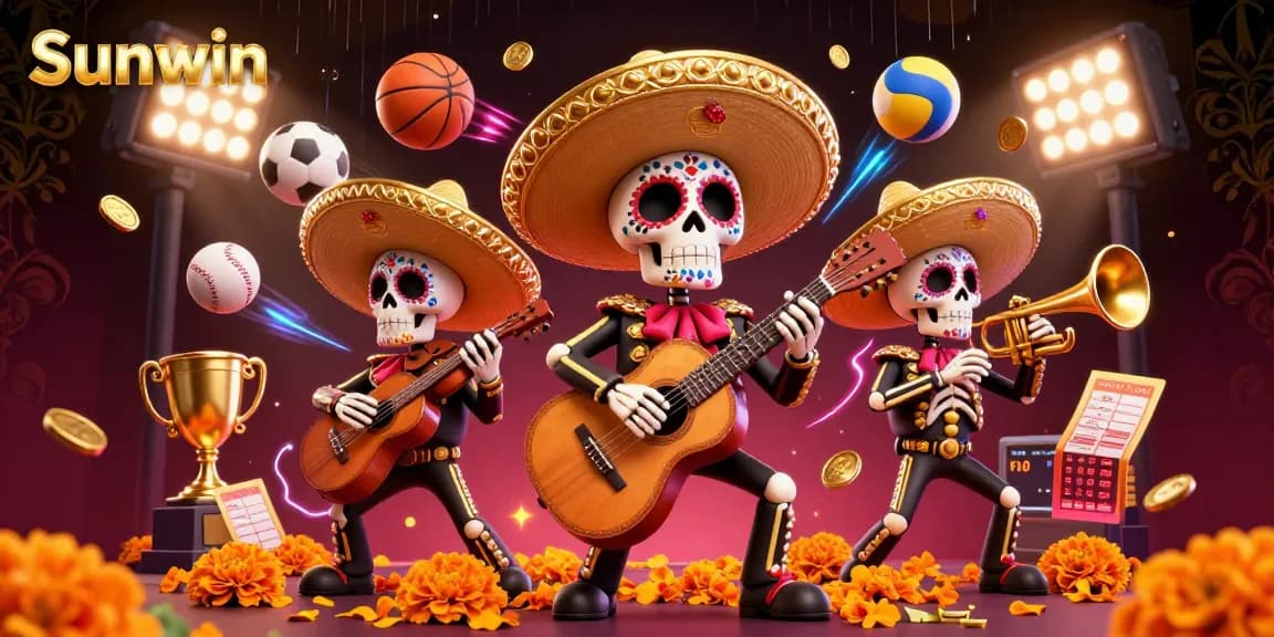 Bet on thrilling matches with Sunwin's vibrant illustration showcasing a lively mariachi band.