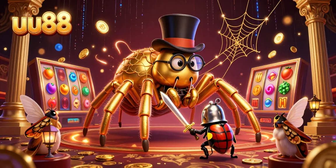 uu88 slots and golden tarantula create an exciting casino scene with dynamic elements.