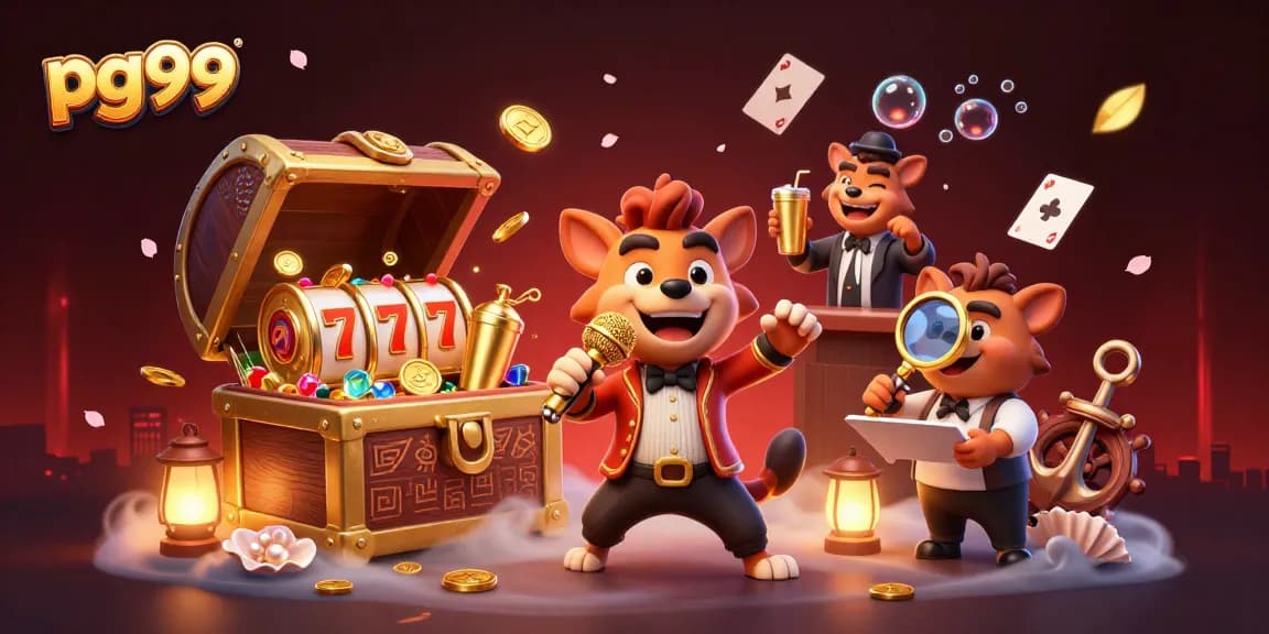 Experience the vibrant world of pg99 with hyenas in a dynamic casino setting filled with treasures.
