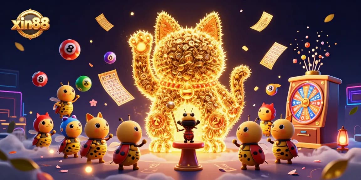 Engage with the vibrant world of xin88 featuring a lucky cat and dynamic gambling elements.