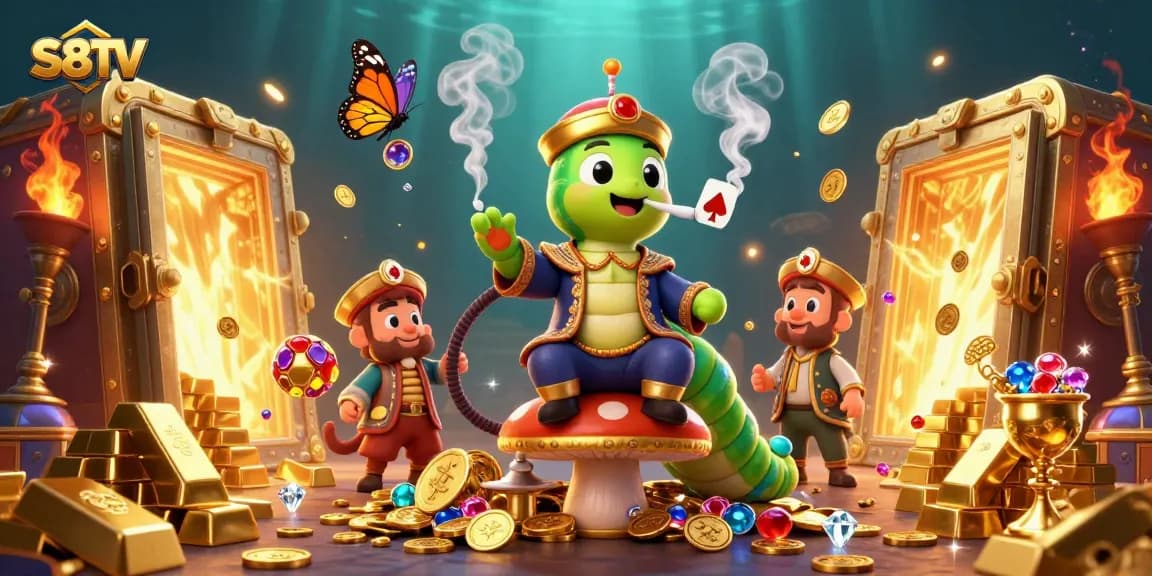 S8TV showcases an immersive casino experience with vibrant 3D illustrations, highlighting thrilling gambling elements.