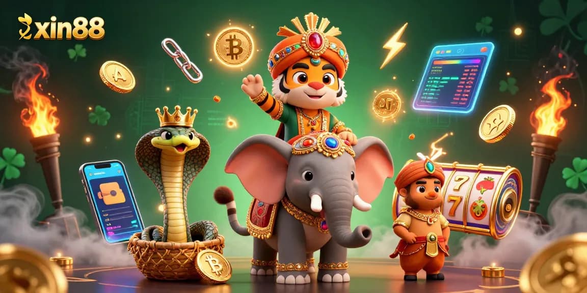 Experience exhilarating jackpots at xin88 with vibrant 3D graphics featuring a majestic tiger and elephant.