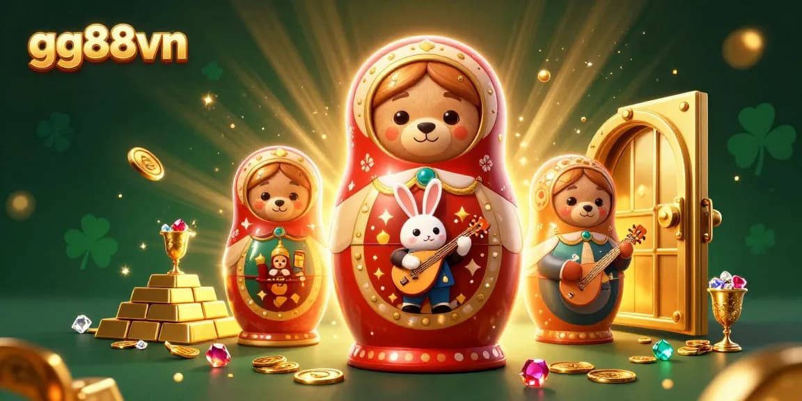 Play and win at gg88vn with vibrant casino themed 3D illustration featuring festive elements.