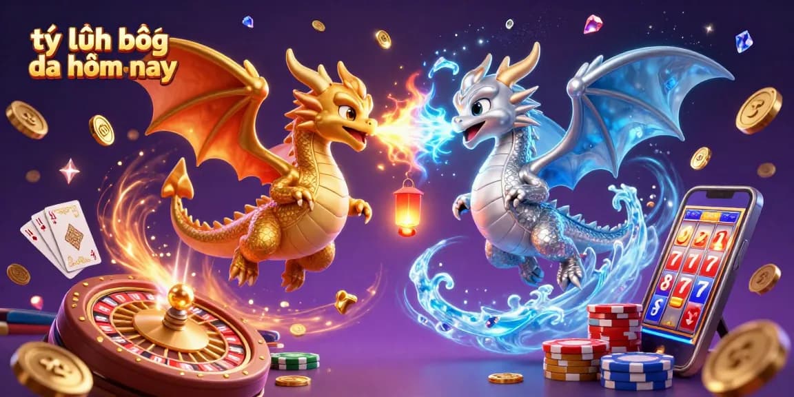 Experience the excitement of tỷ lệ bóng đá hôm nay with dynamic dragons and gambling elements in a vibrant scene.