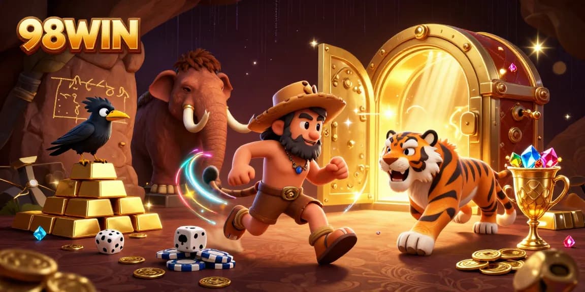 Experience thrilling action at the 98WIN casino with vibrant characters in a dynamic scene