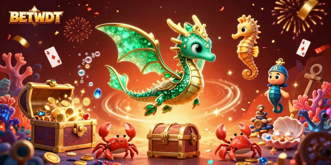 Engage in dynamic gameplay with BETBDT's vibrant 3D casino illustration showcasing winning treasures.