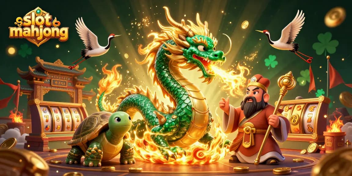Experience the thrill of slot mahjong with a vibrant scene featuring dragons and lucky symbols!
