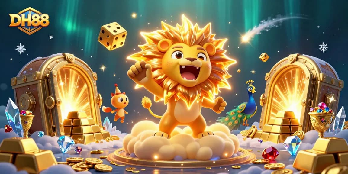 Experience thrilling moments at DH88 casino with vibrant elements exploding in luxurious gold.