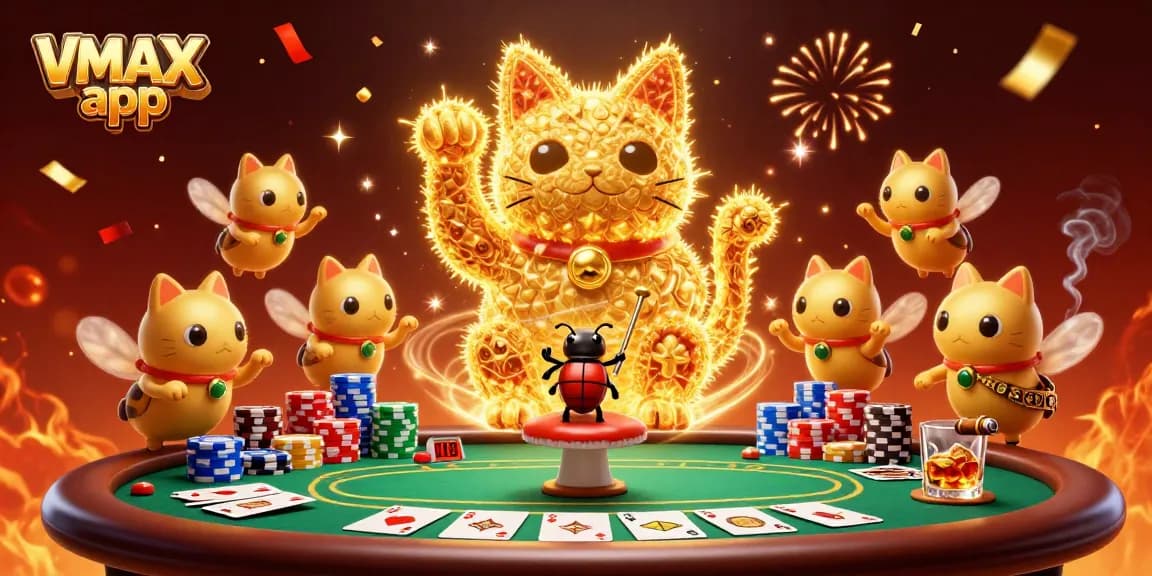 Play exciting games with the VMAX app, where luck meets gold-themed illustrations.
