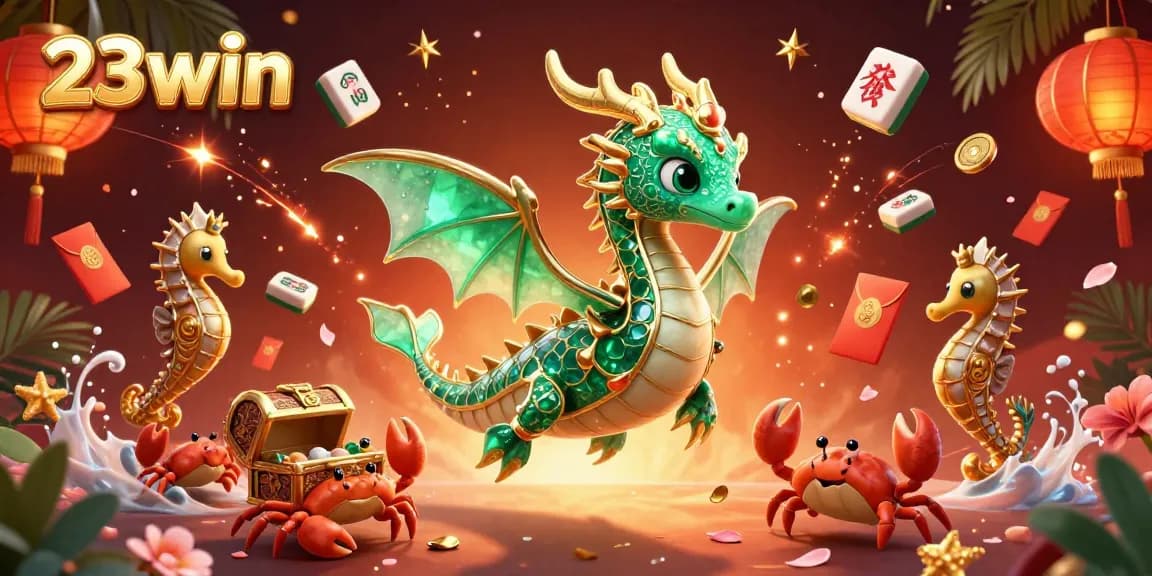 Experience the excitement of 23win with vibrant casino elements and charming characters for an enchanting gaming atmosphere.