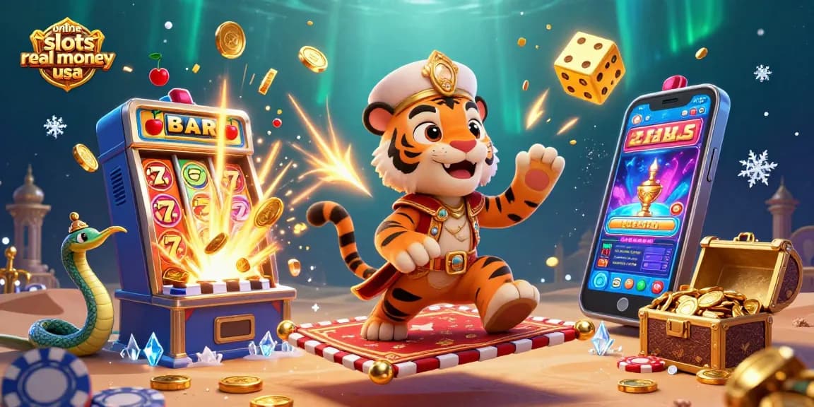 Play immersive online slots real money USA with vibrant illustrations of jackpot action and casino excitement.