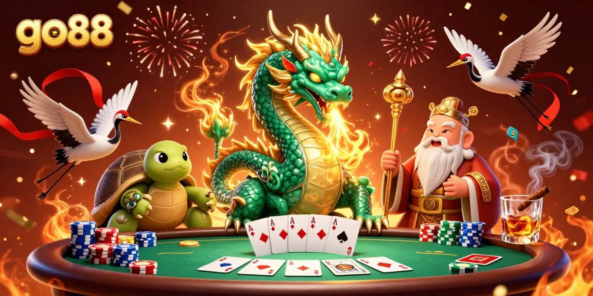 Experience thrilling moments at go88 with a dragon, turtles, and poker action.