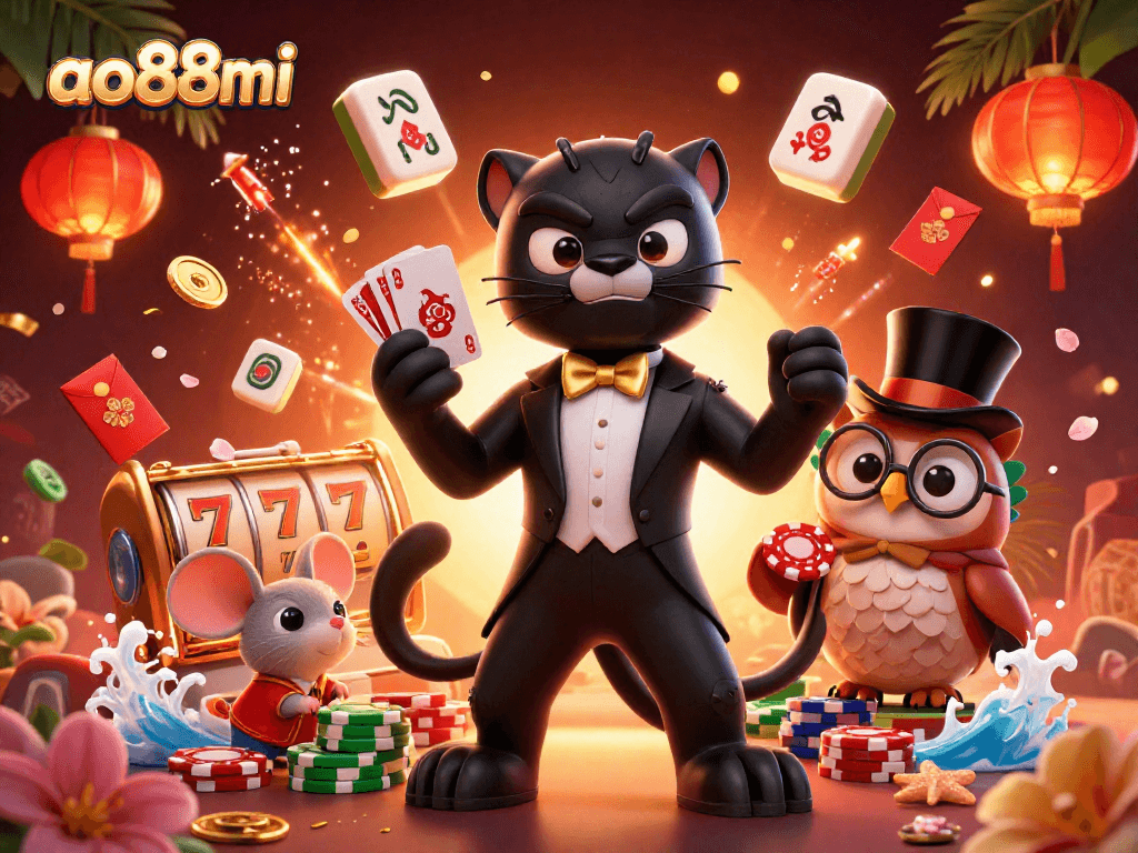 Experience thrilling gameplay at ao88mi with a stylish panther dealer and poker action.