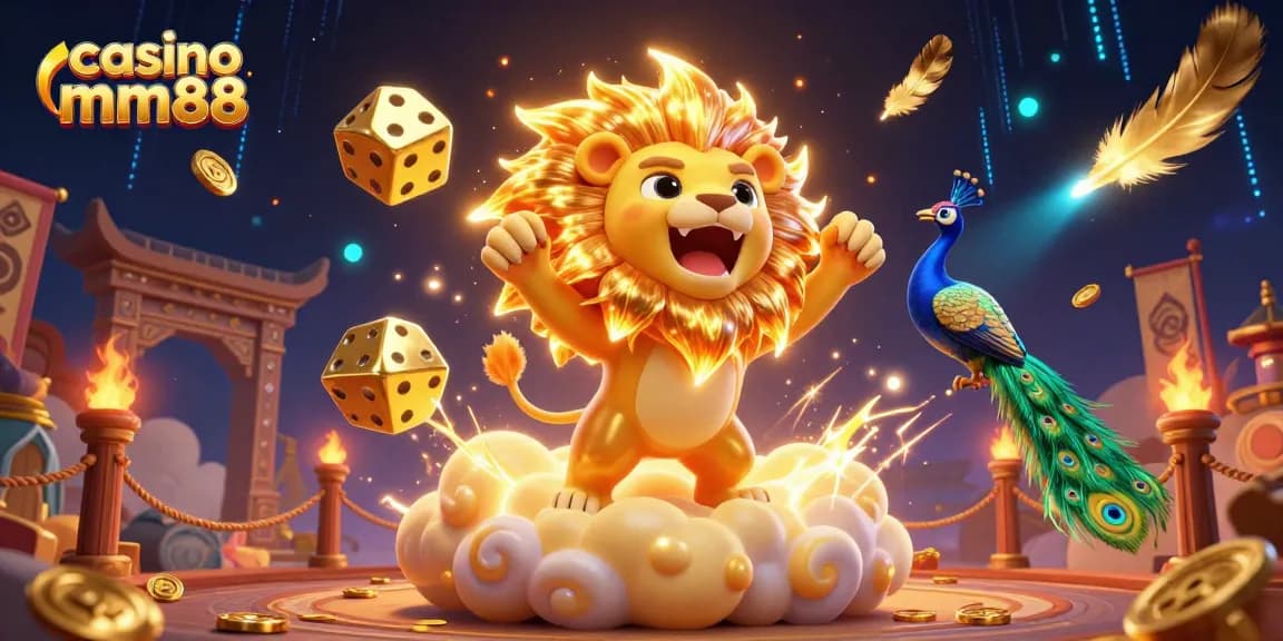 Engage in the excitement of casino mm88 with a vibrant, dynamic illustration of gaming elements and characters.