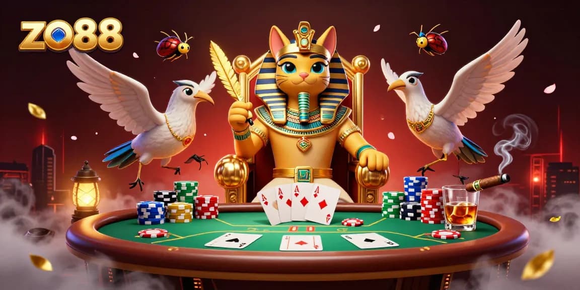 Experience thrilling poker action at zo88 with a vibrant 3D casino scene full of excitement.