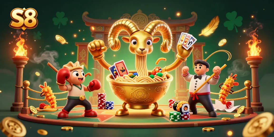 S8 strategies and game mastery showcased in a vibrant gambling-themed illustration