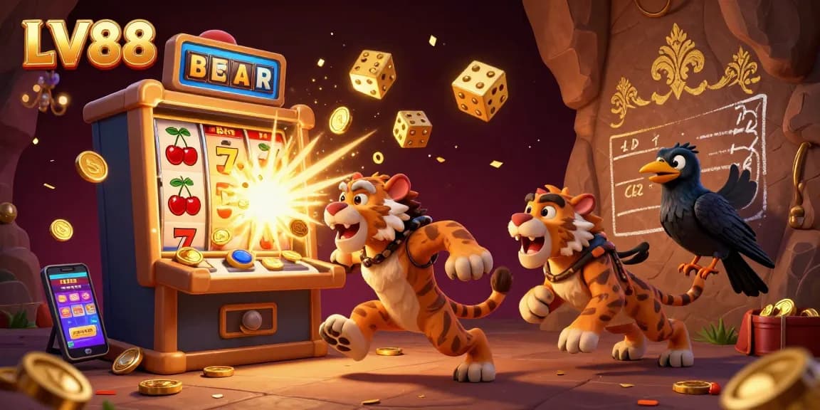 LV88 engaging players with vibrant casino experience featuring 3D characters, dynamic symbols, and excitement.