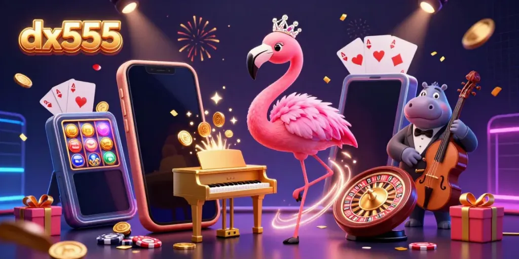 Experience the vibrant dx555 online casino world with lively characters and dynamic gaming elements.