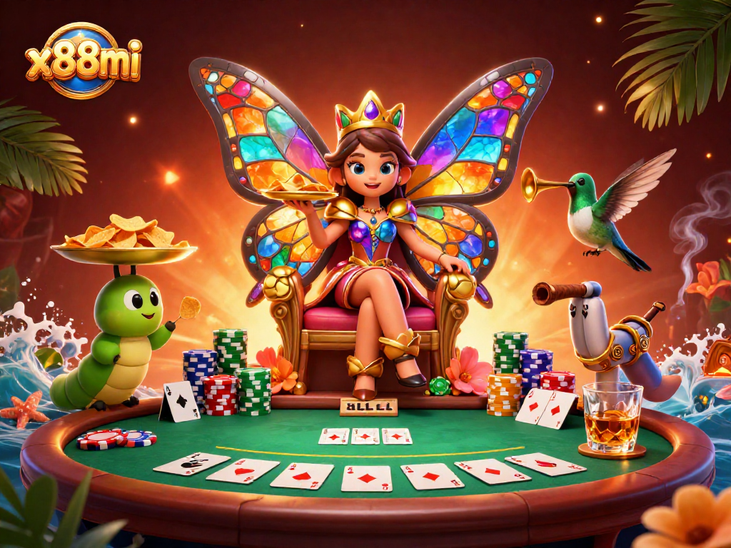 Experience the world of x88mi with vibrant poker action and captivating casino art.