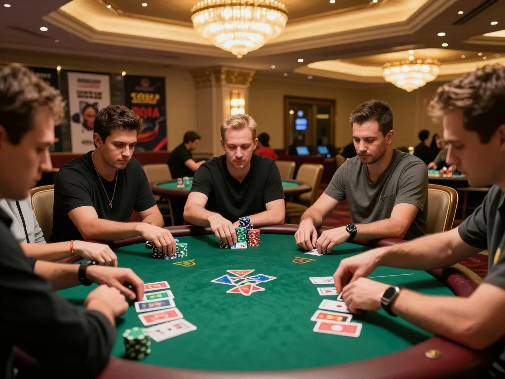 ONE88 players placing bets in a vibrant casino poker tournament with immersive atmosphere.