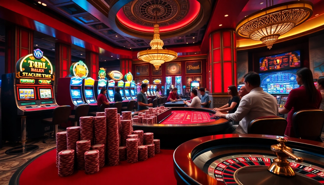 Cổng game B52 players enjoying an exciting poker game at a luxurious casino table.