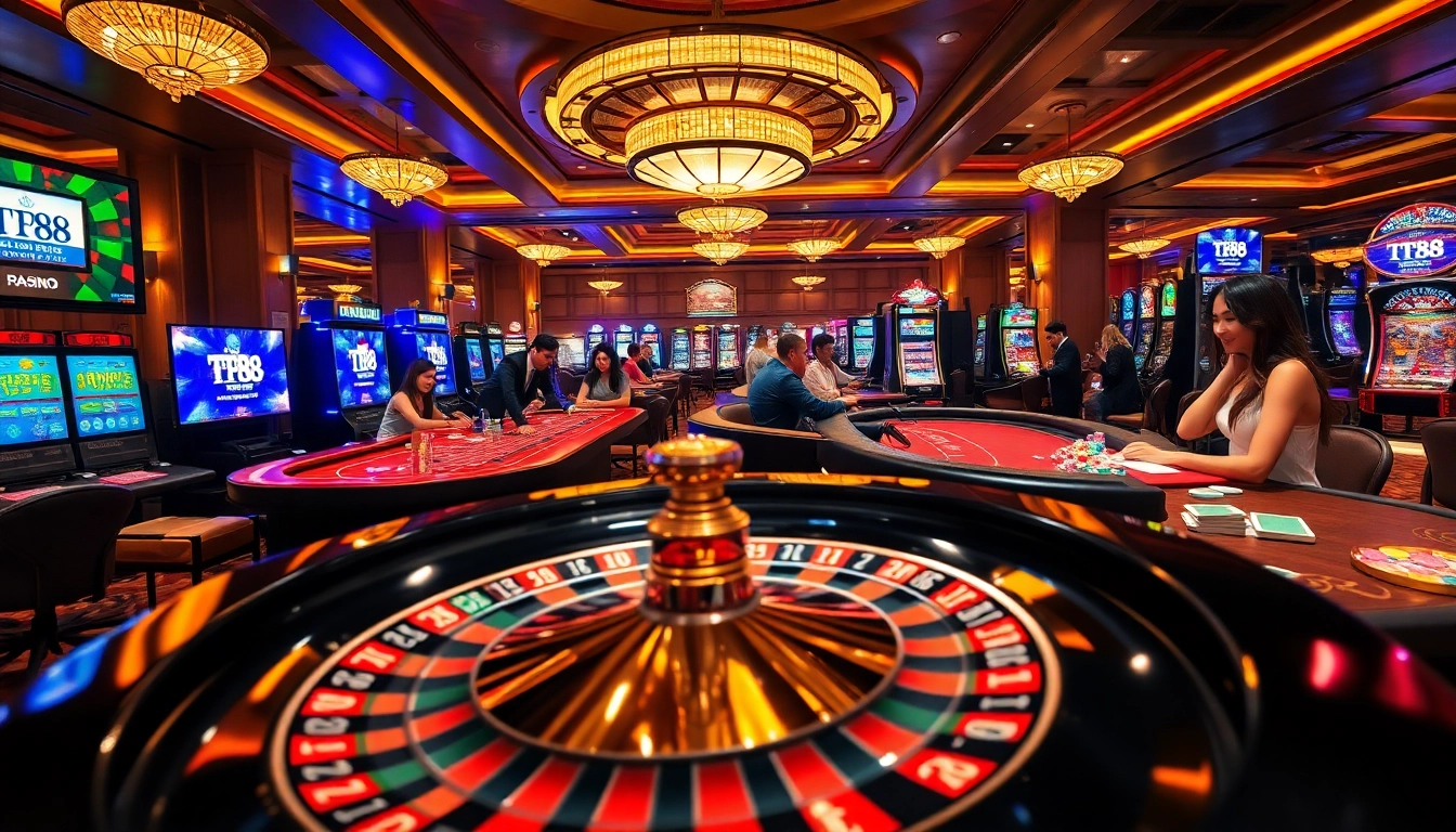 Gamblers enjoying an exciting TP88 casino experience with vibrant tables and thrilling games.