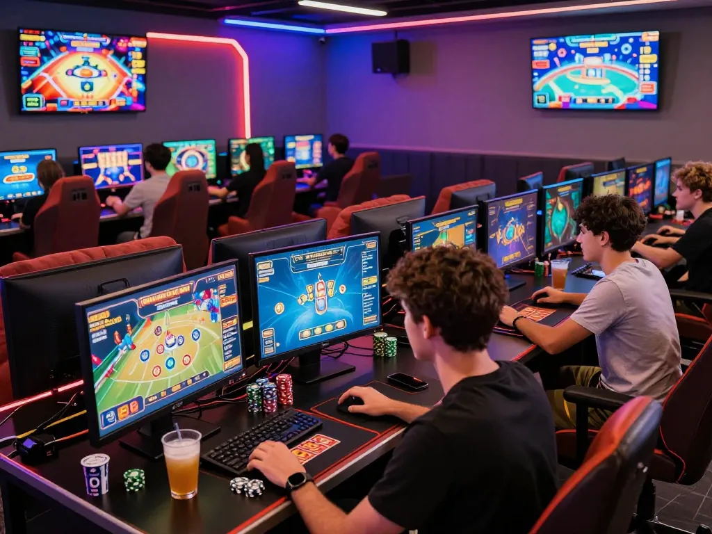 Experience the thrill of online gaming with tải game b52club in a vibrant gaming lounge setting.