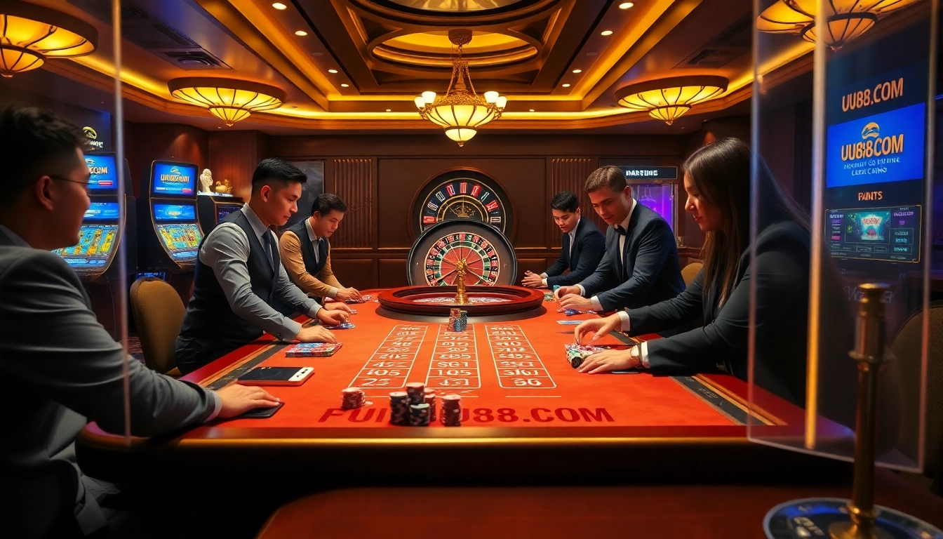 Experience live gaming excitement at UU88.COM with roulette, poker, and vibrant casino tables.