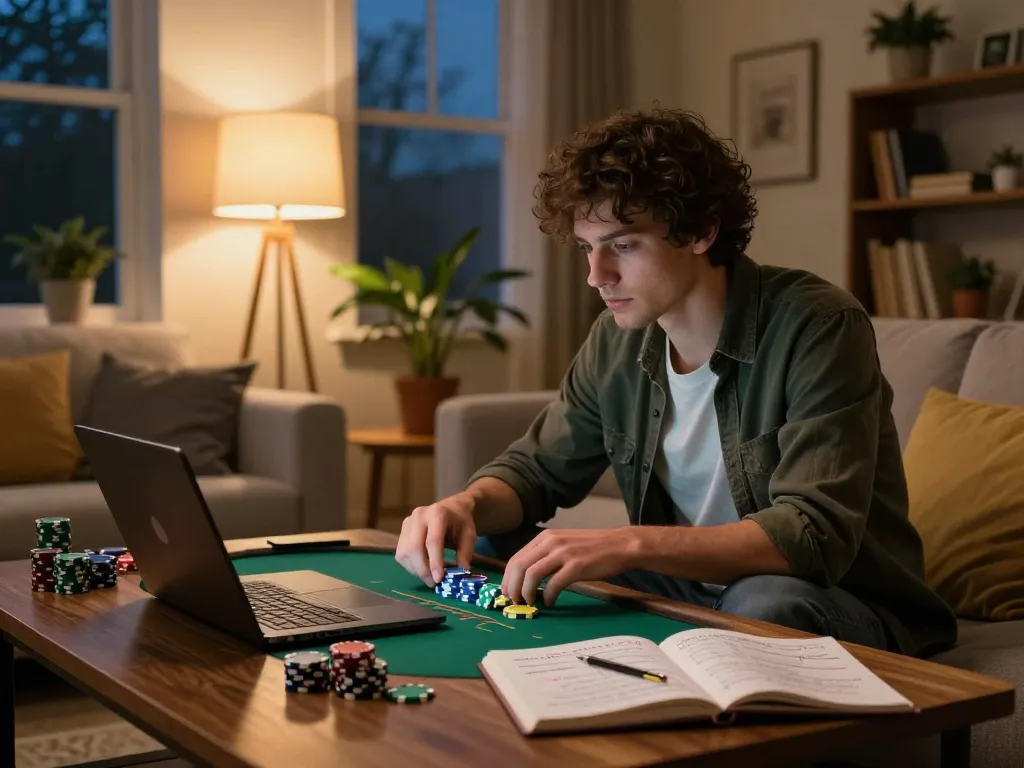 Engaged player strategies winning at nk88 online poker from a cozy living room setup