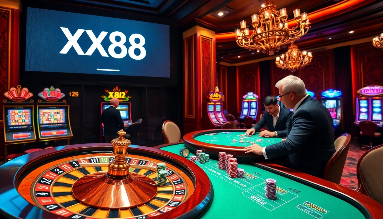 Experience the excitement of XX88 with vibrant casino elements and intense gameplay.