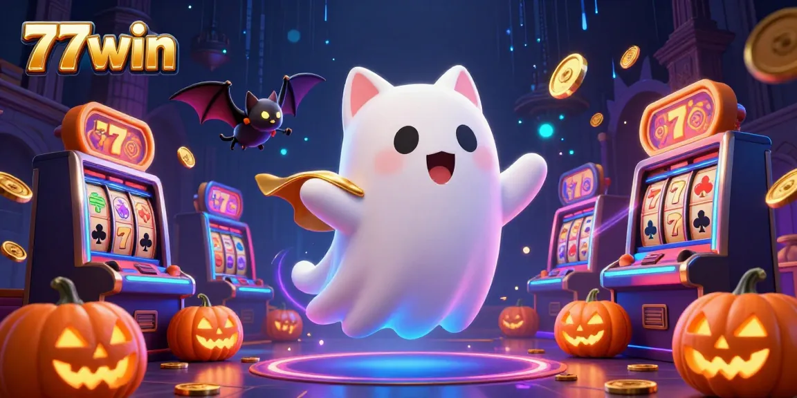 Experience the thrill of 77win in a haunted casino with ghostly characters and dynamic gaming elements.