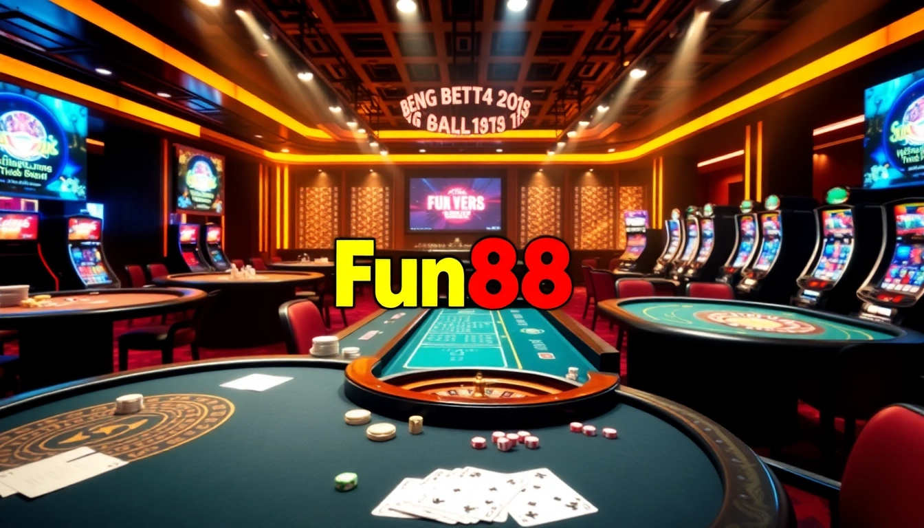 Engage in high-stakes gaming at Fun88's luxurious casino featuring poker, roulette, and slot machines.