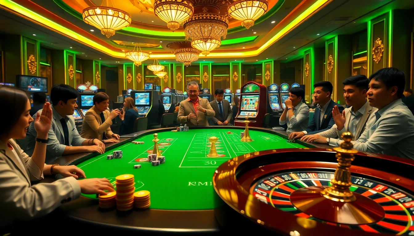Experience the excitement of KM88 casino gaming with players at a vibrant table.