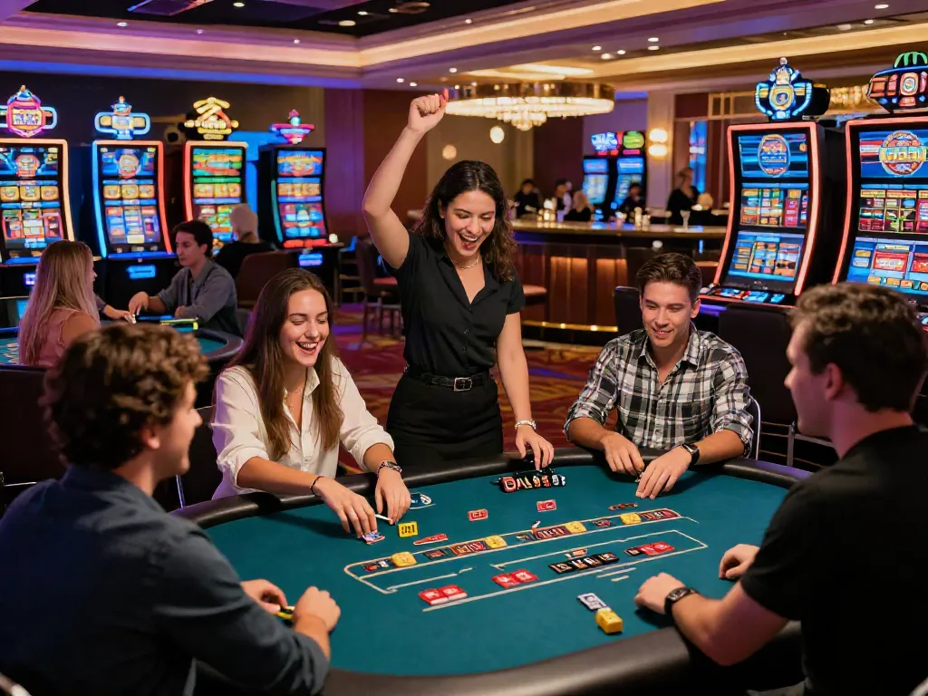 Exciting casino atmosphere at DA88 with players enjoying various games.