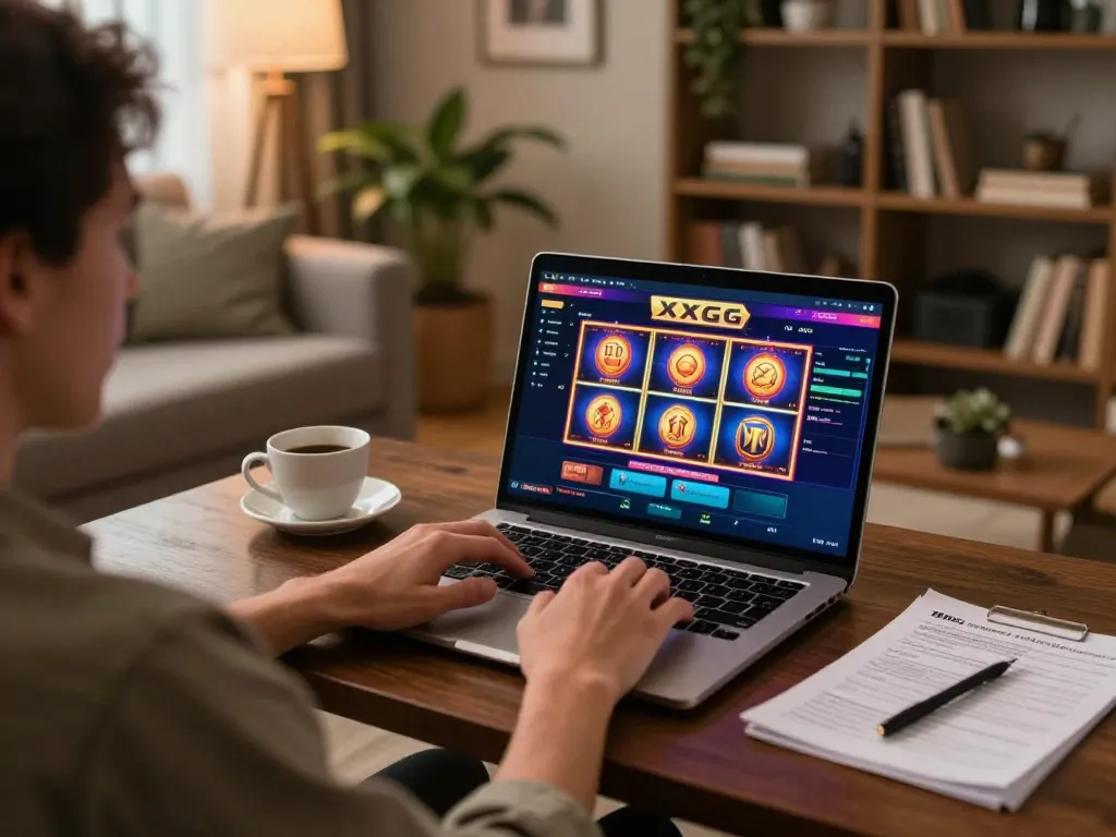 Engage in thrilling online gameplay with XXGG platform on a stylish home laptop setup