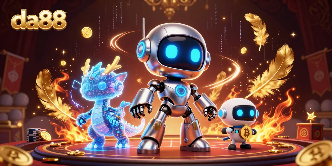 Experience thrilling gameplay with da88 featuring an exciting robot and holographic dragon in a vibrant casino