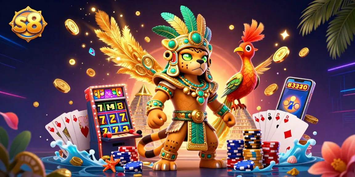S8 offers thrilling casino excitement with a Mayan jaguar priest, a quetzal bird, and sparkling wins from slots.