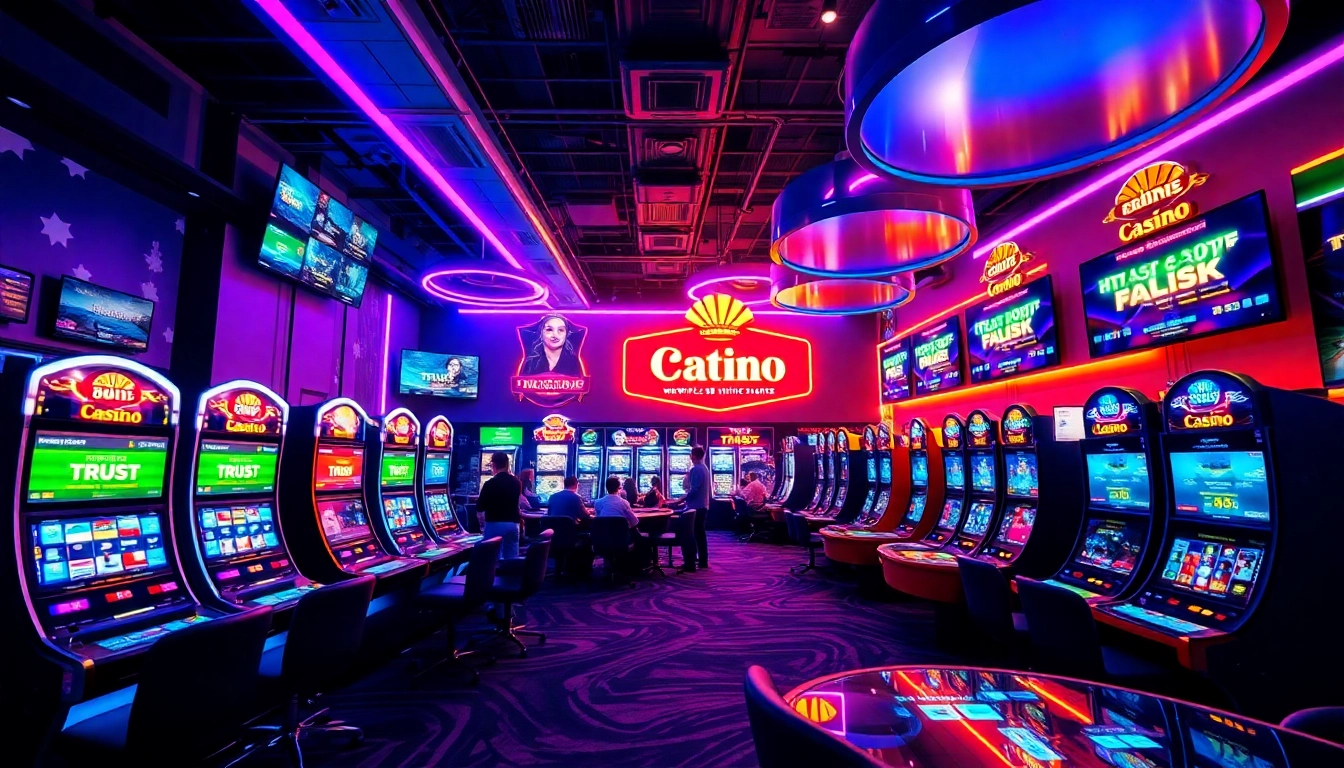 Experience the vibrant gaming atmosphere of https://98winmb.com/ with colorful slot machines and excited players.