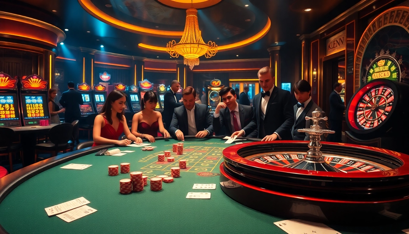 Exciting poker game at 789win casino, showcasing vibrant chips and cards in a luxurious setting.