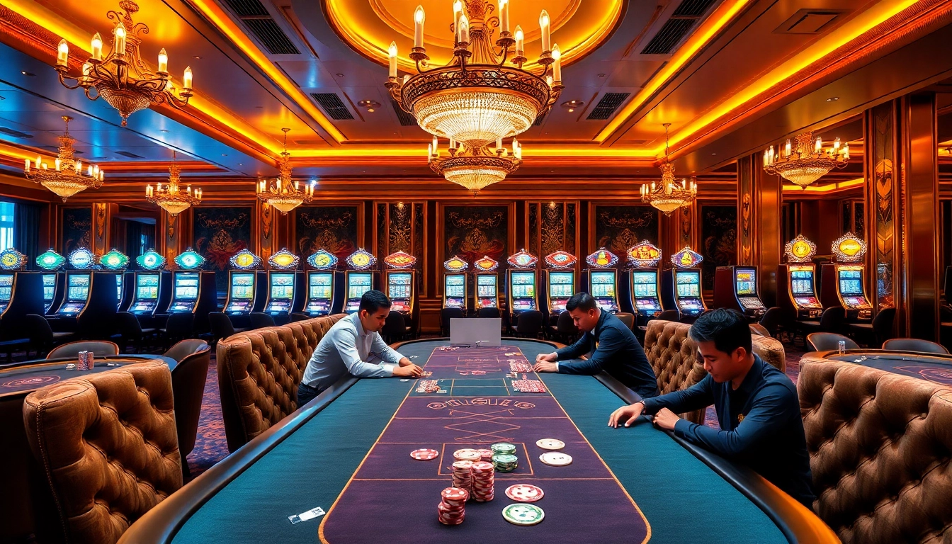Players engaging at the casino table while enjoying the offerings from nhà cái 8kbet.