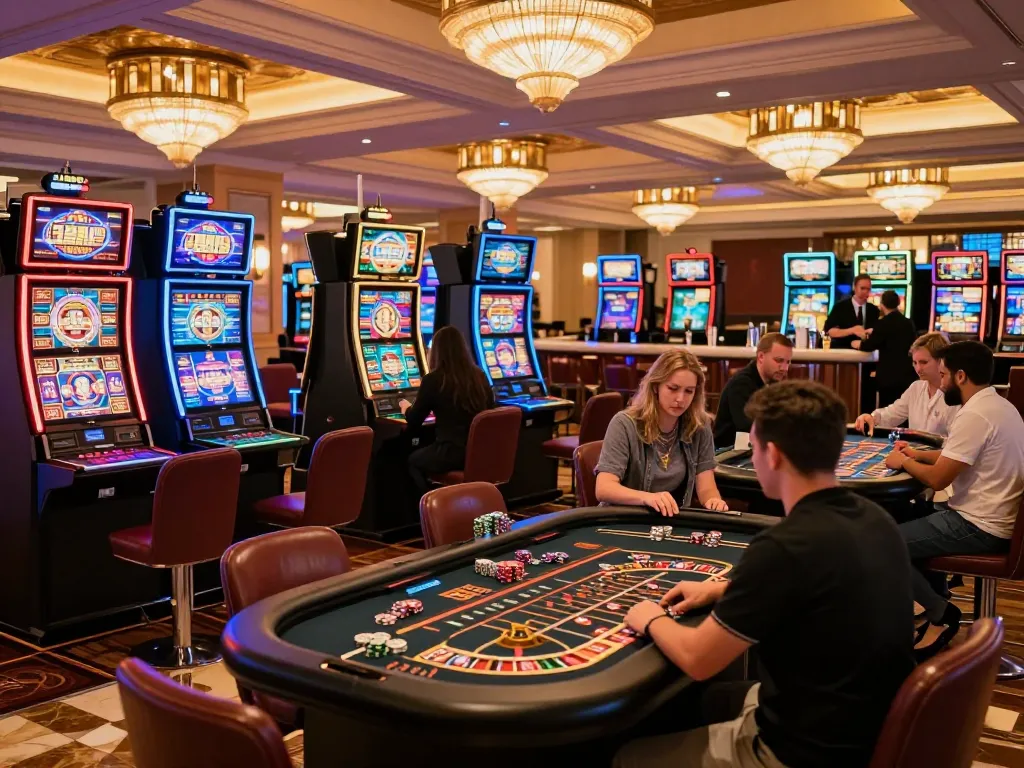 Players enjoying thrilling gameplay on various slot machines at the vibrant gi88 casino, capturing the excitement of winning moments.